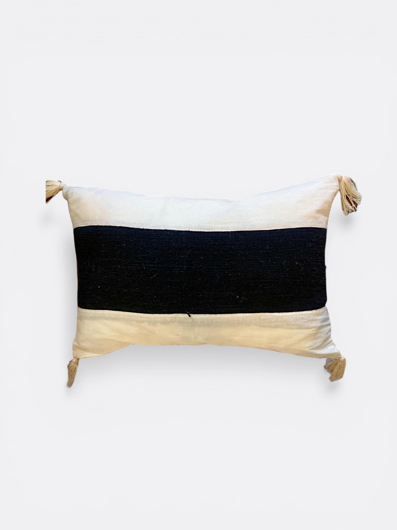 coussin rectangulaire Balinais en coton - blanc & bleu