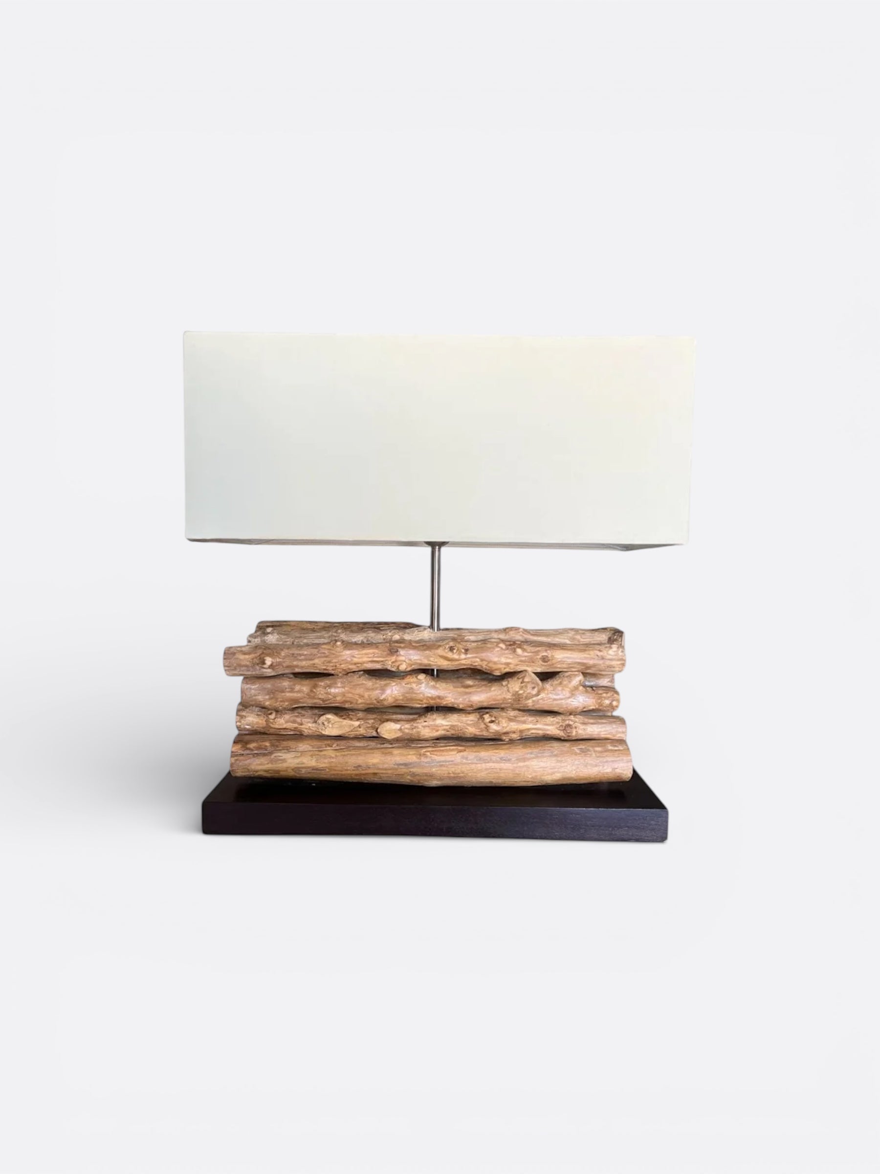 Lampe de bureau artisanale en bois exotique de Bali pour décoration intérieure