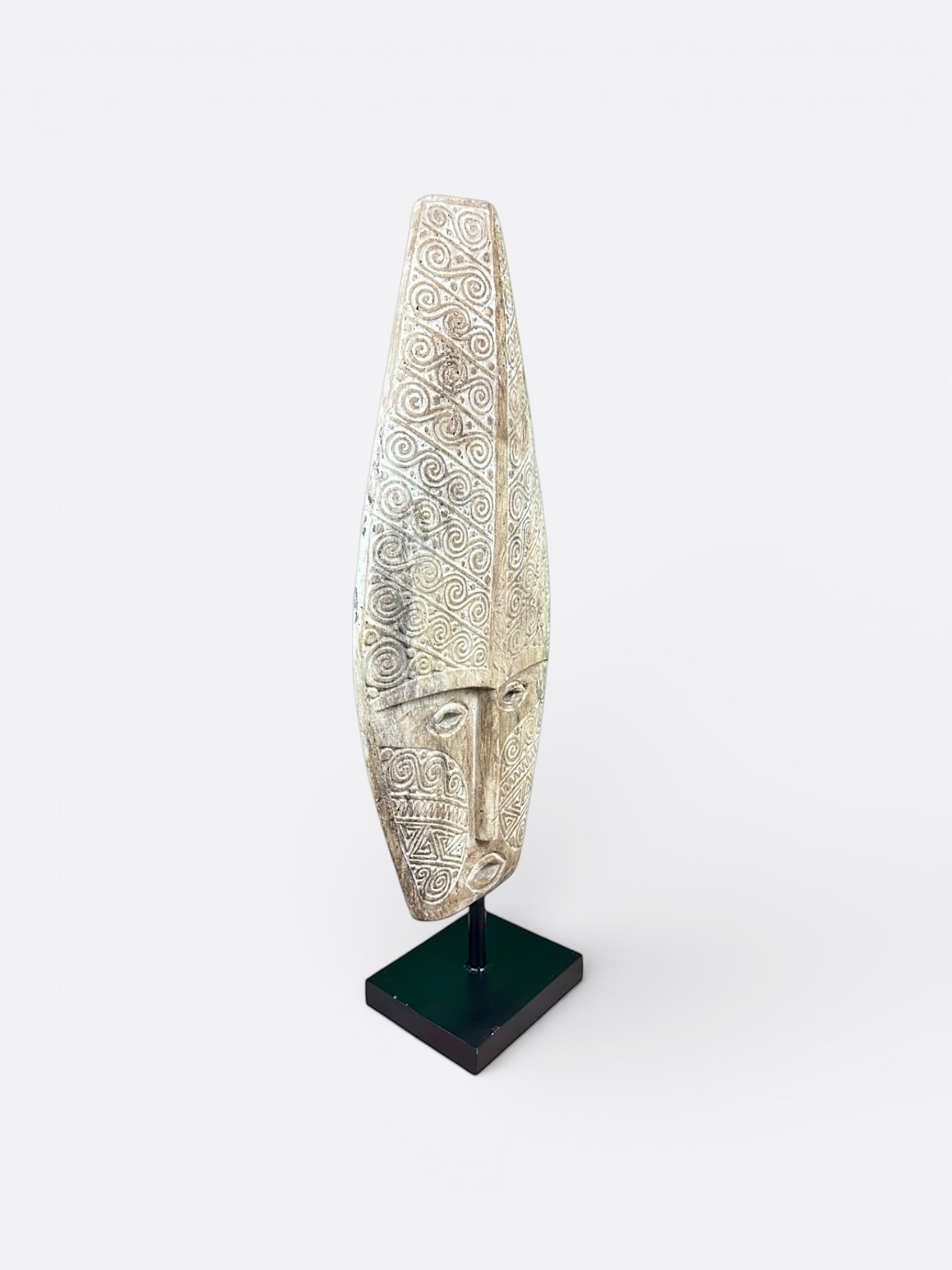 Visage primitif sculpté en bois de Suar, sculpture artisanale gamme visages primitifs