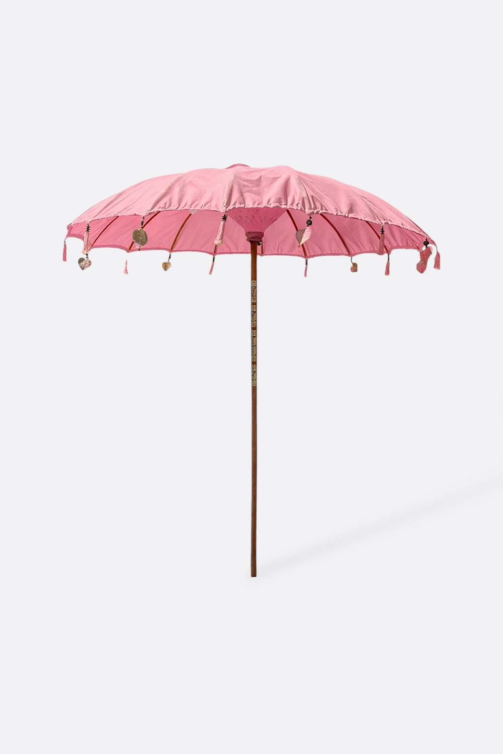 Parasol artisanal en coton imperméable et teck – Matahari Rose