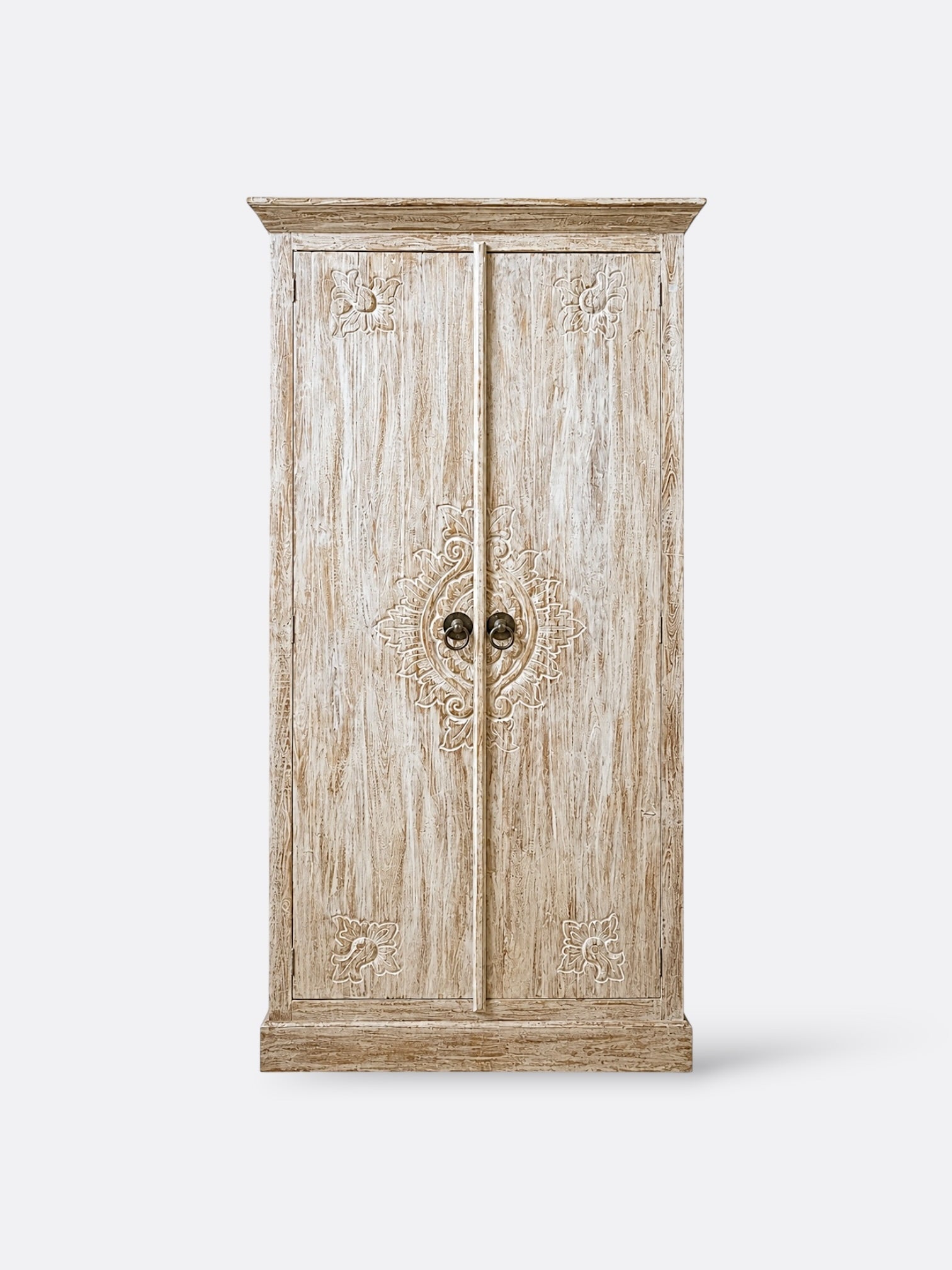 Armoire artisanale en teck blanchi – Bumi