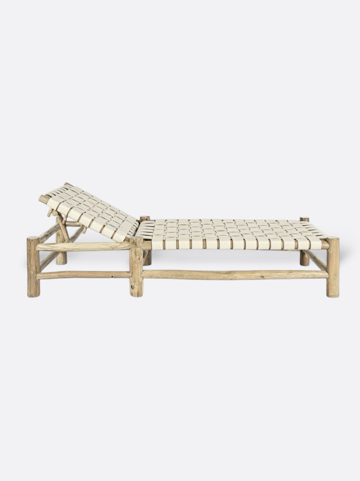 Bain de soleil Kayle en bois et cuir - détail des lanières