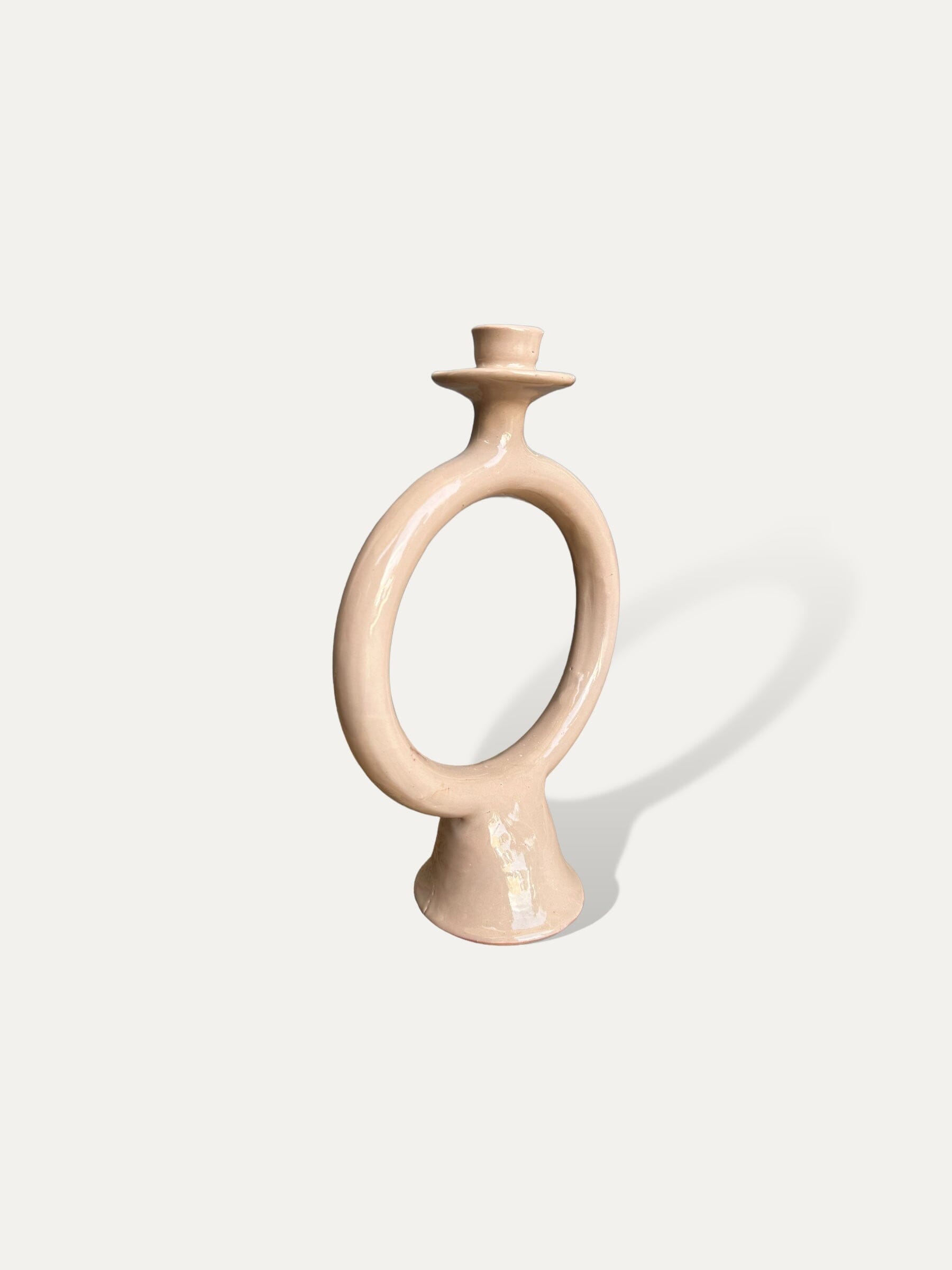 Bougeoir rond Beige céramique - Agdal vase Cokoha 