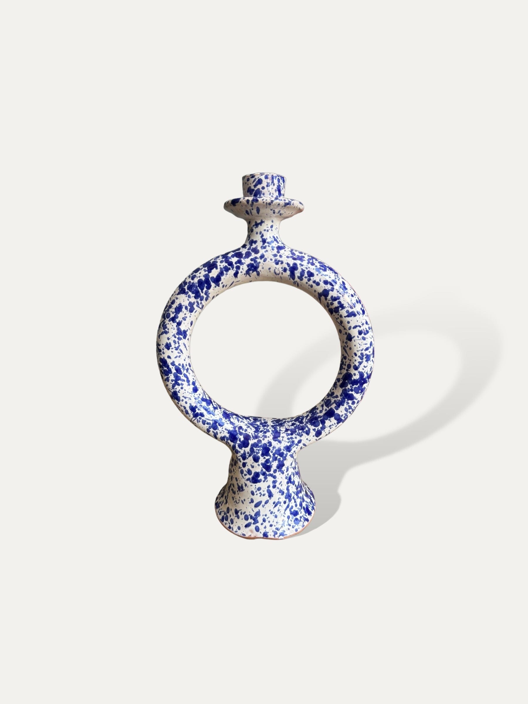 Bougeoir rond bleu tacheté céramique - Agdal vase Cokoha 