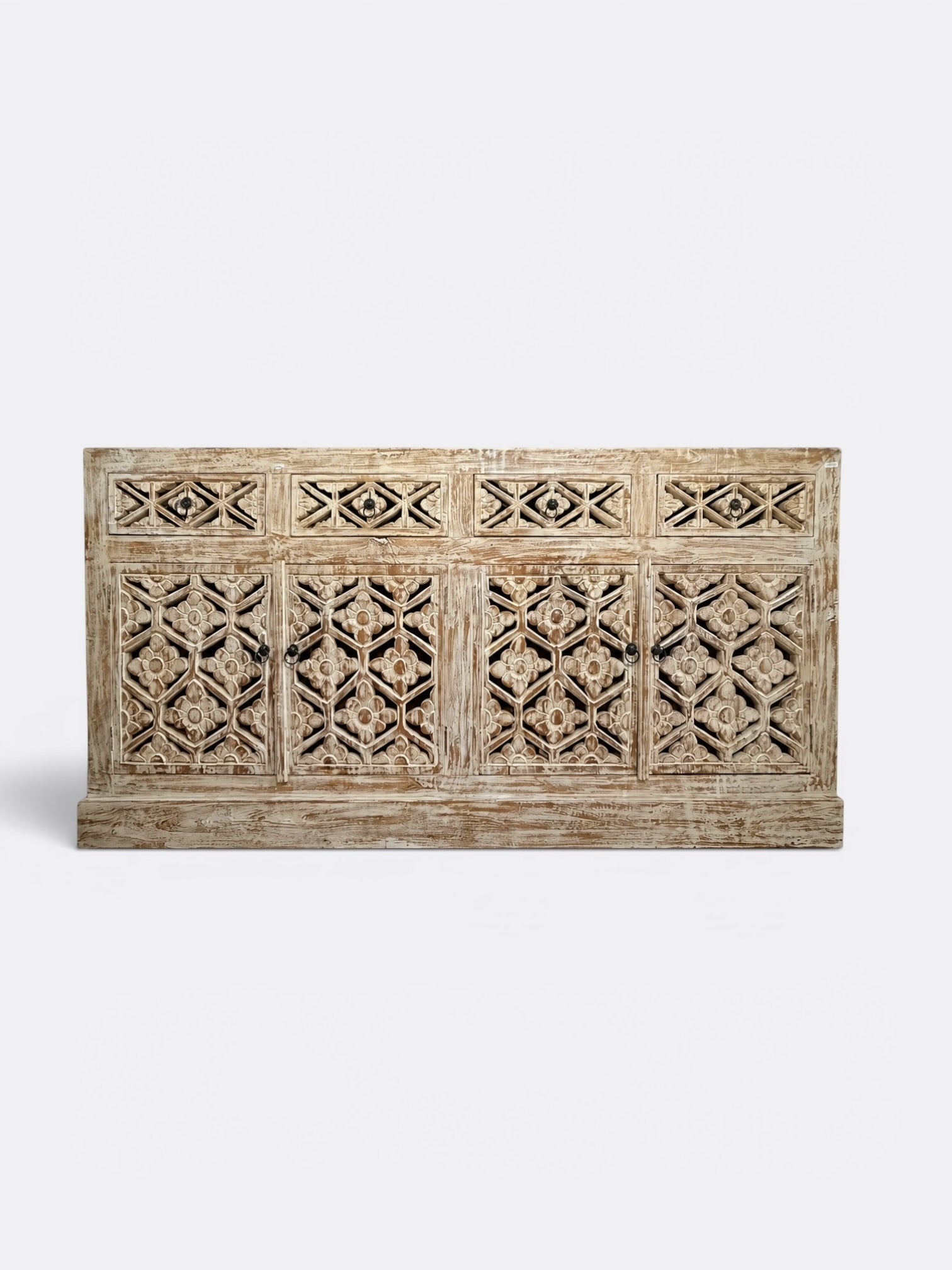Buffet artisanal en teck blanchi – Ylena