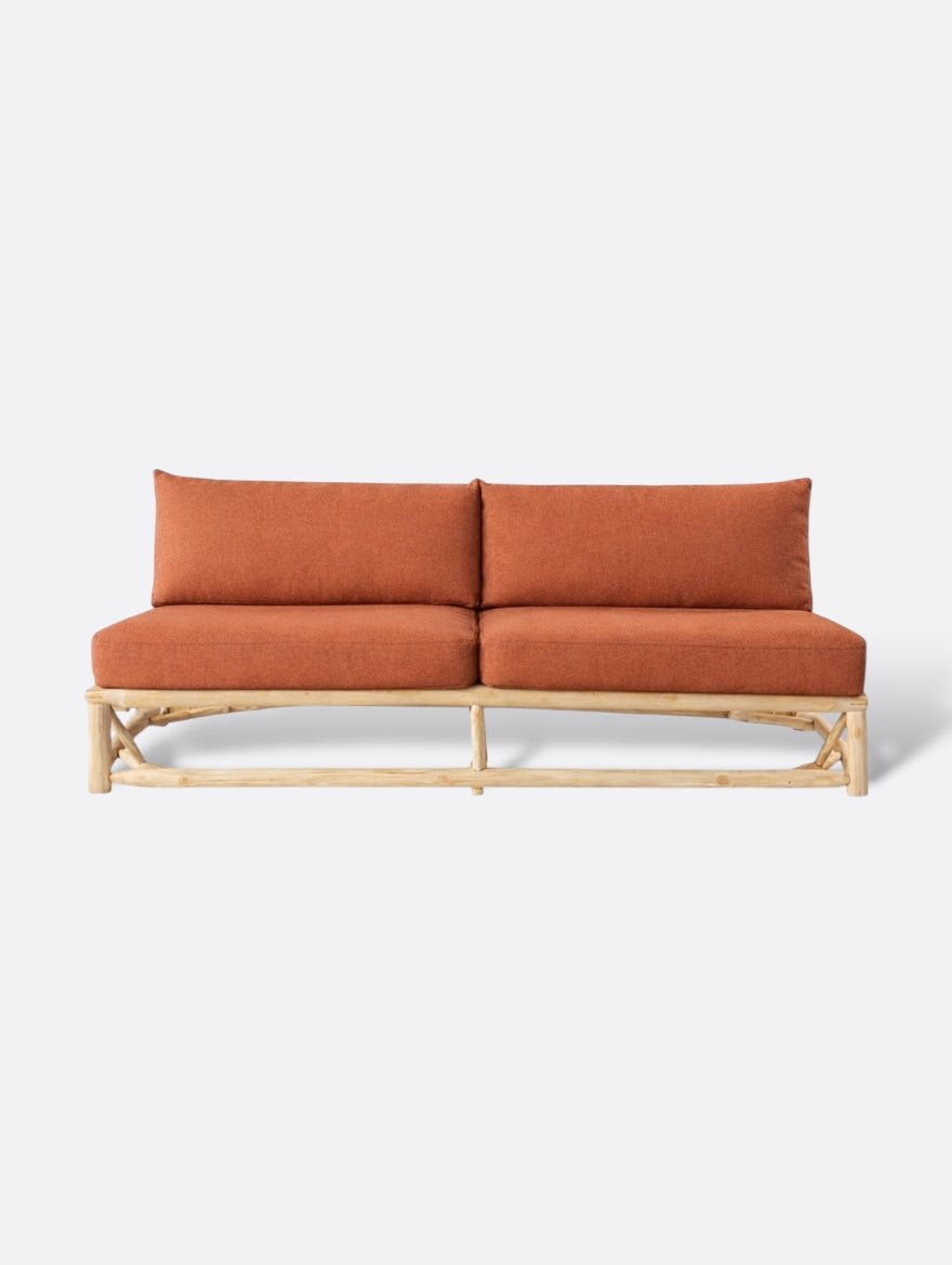Canapé d'extérieur Myo terracotta en teck massif artisanal de Bali