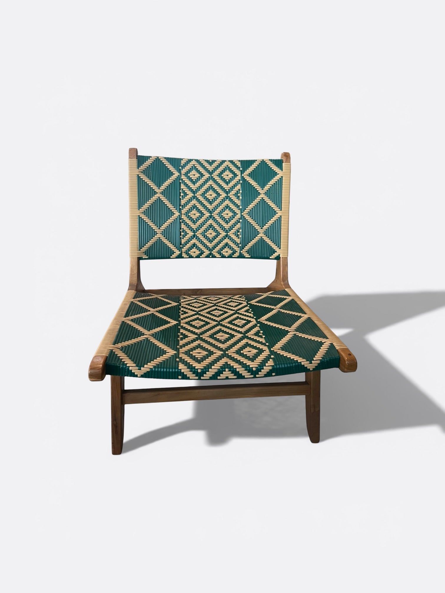 Chaise basse Sina aztèque en teck - détail du tressage