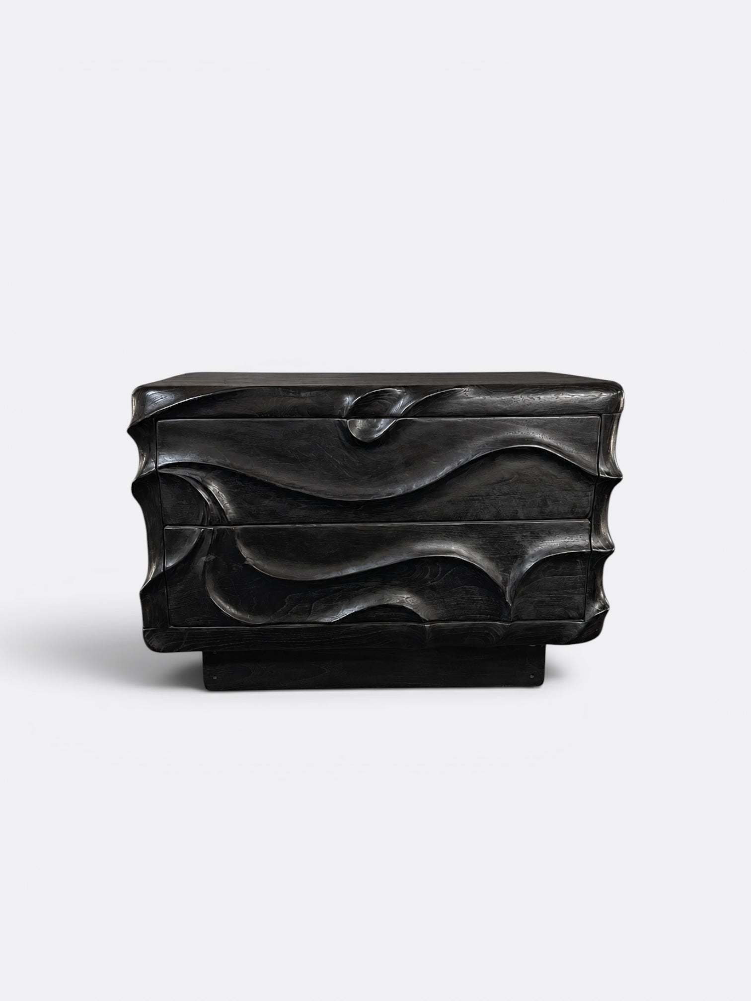 Commode en Bois de Teck sculpté noire - Berseri