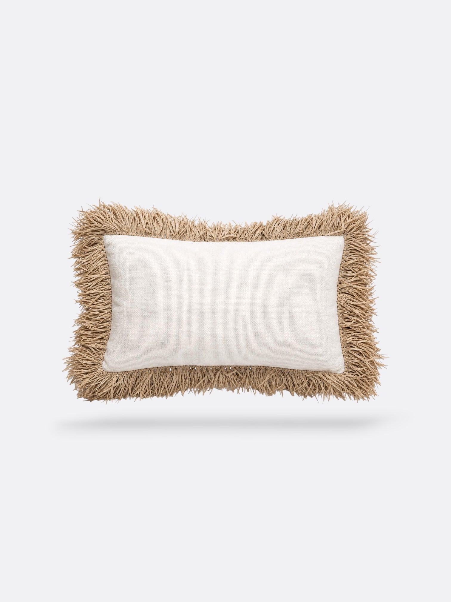 coussin rectangulaire Balinais en coton & raphia - blanc