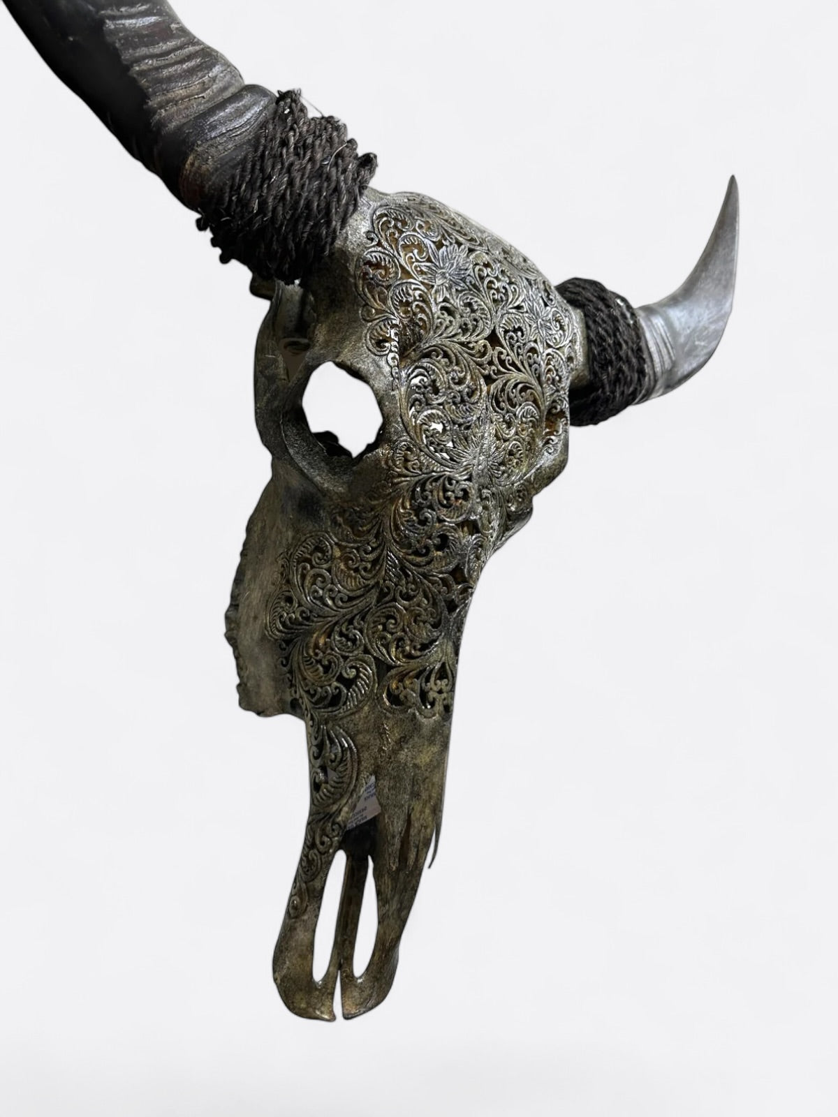 Crâne de buffle marron sculpté à la main – Anjani