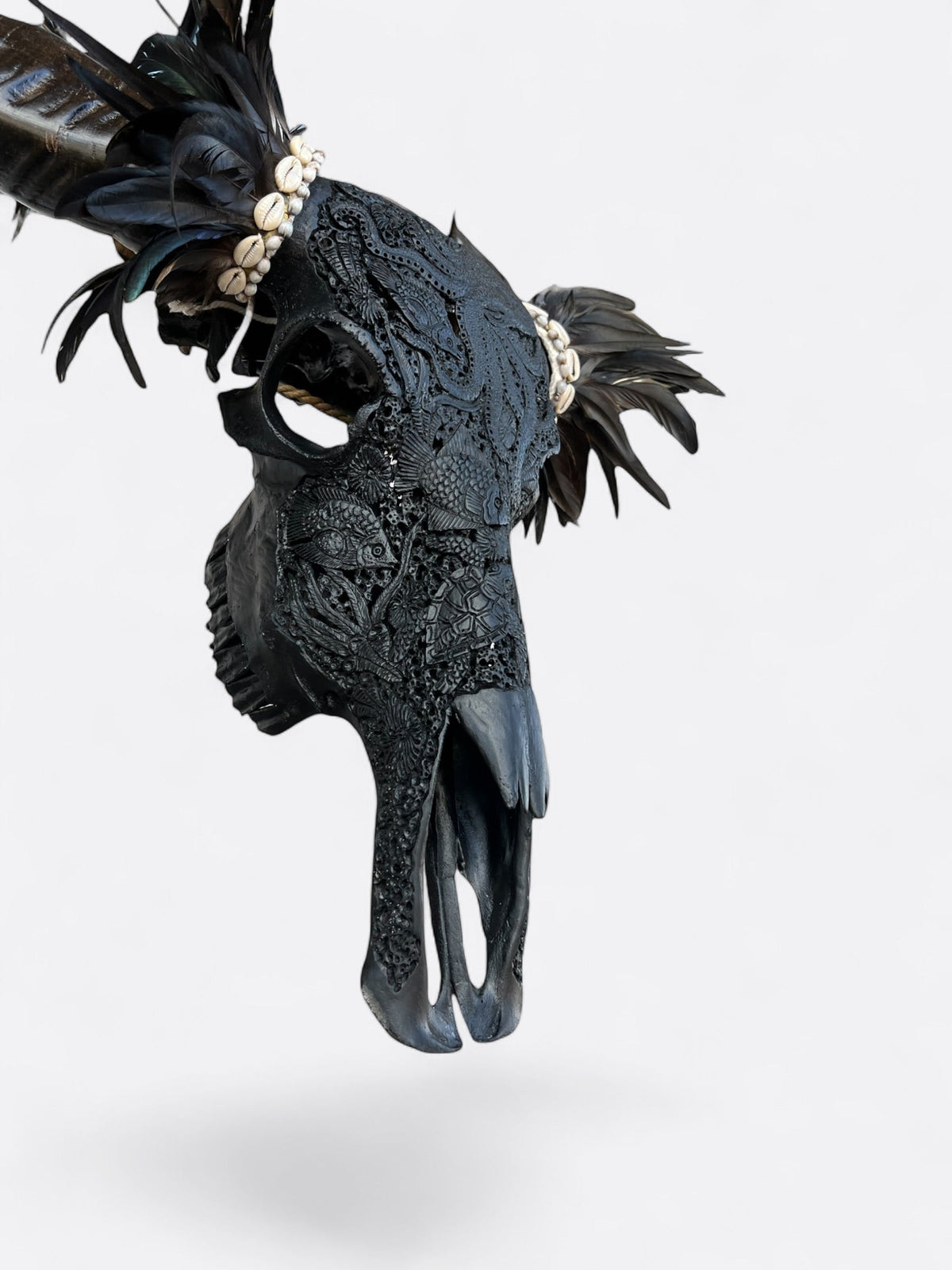 crane de buffle noir artisanat de bali piece unique