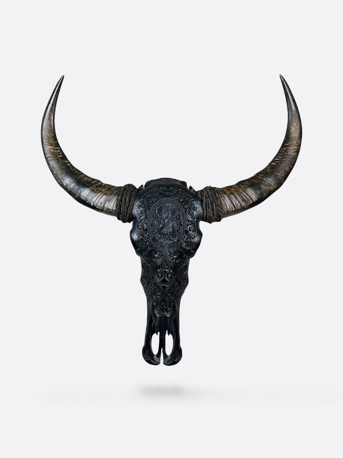 veritable crane de buffle sculpté noir de bali motif buddha