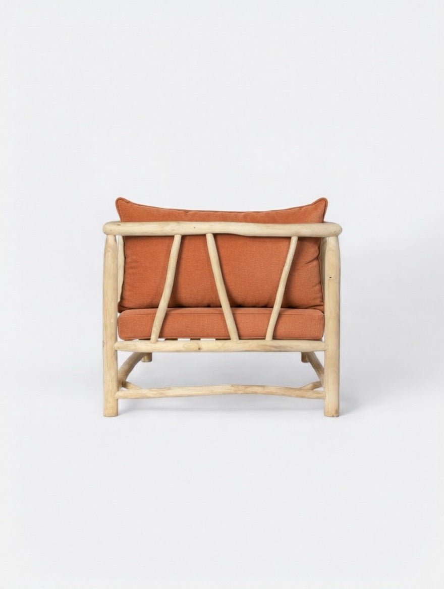 Fauteuil Jernih coussins terracotta - vue de côté