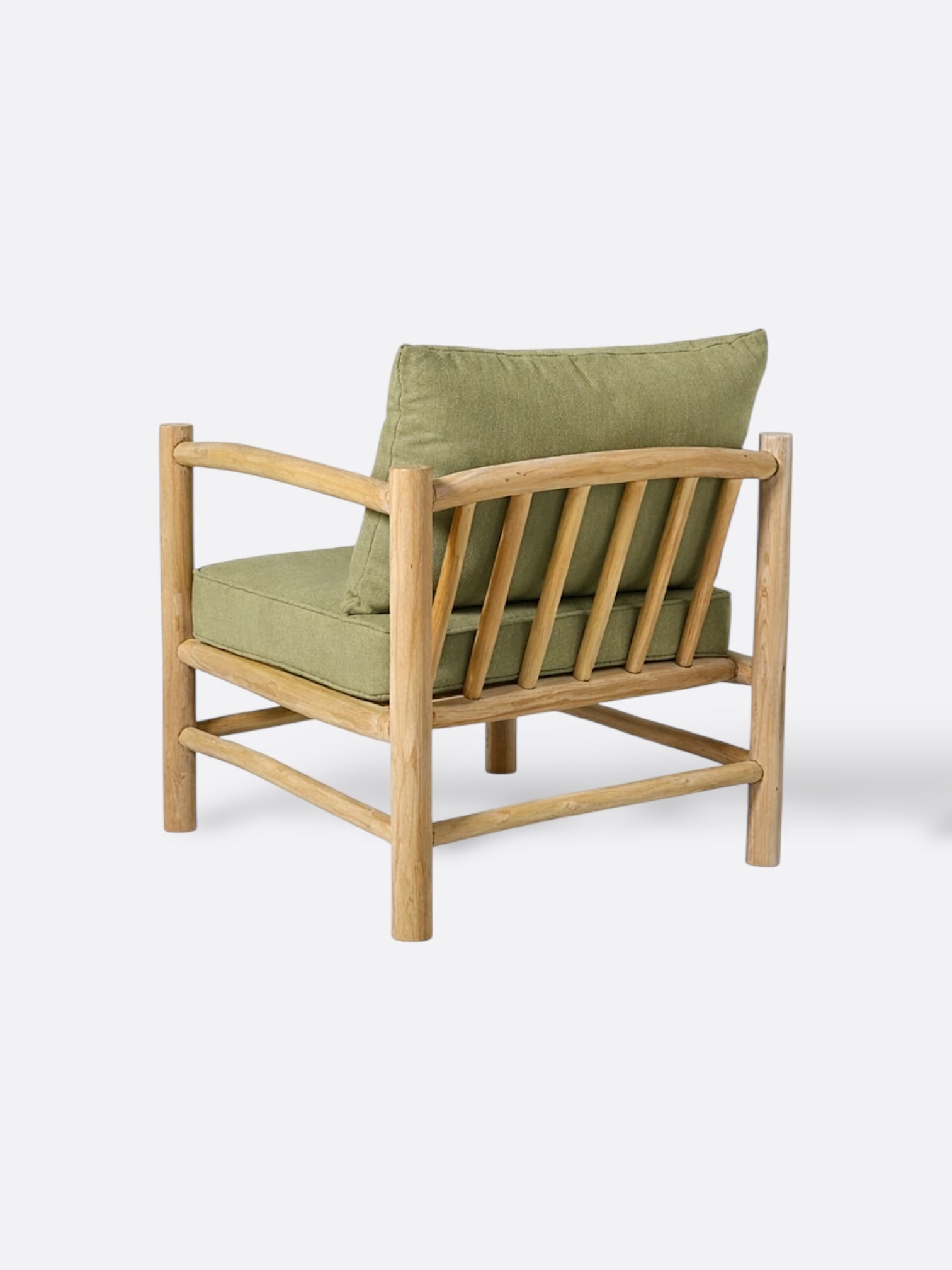 Fauteuil Krem coussins verts - vue de côté