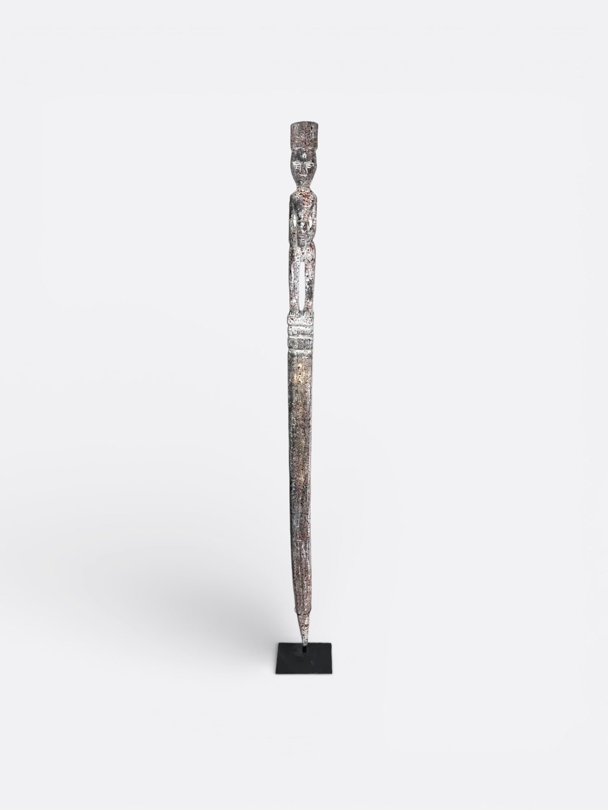 Sculpture totem en bois de Suar sur socle réglable, décoration artisanale balinaise