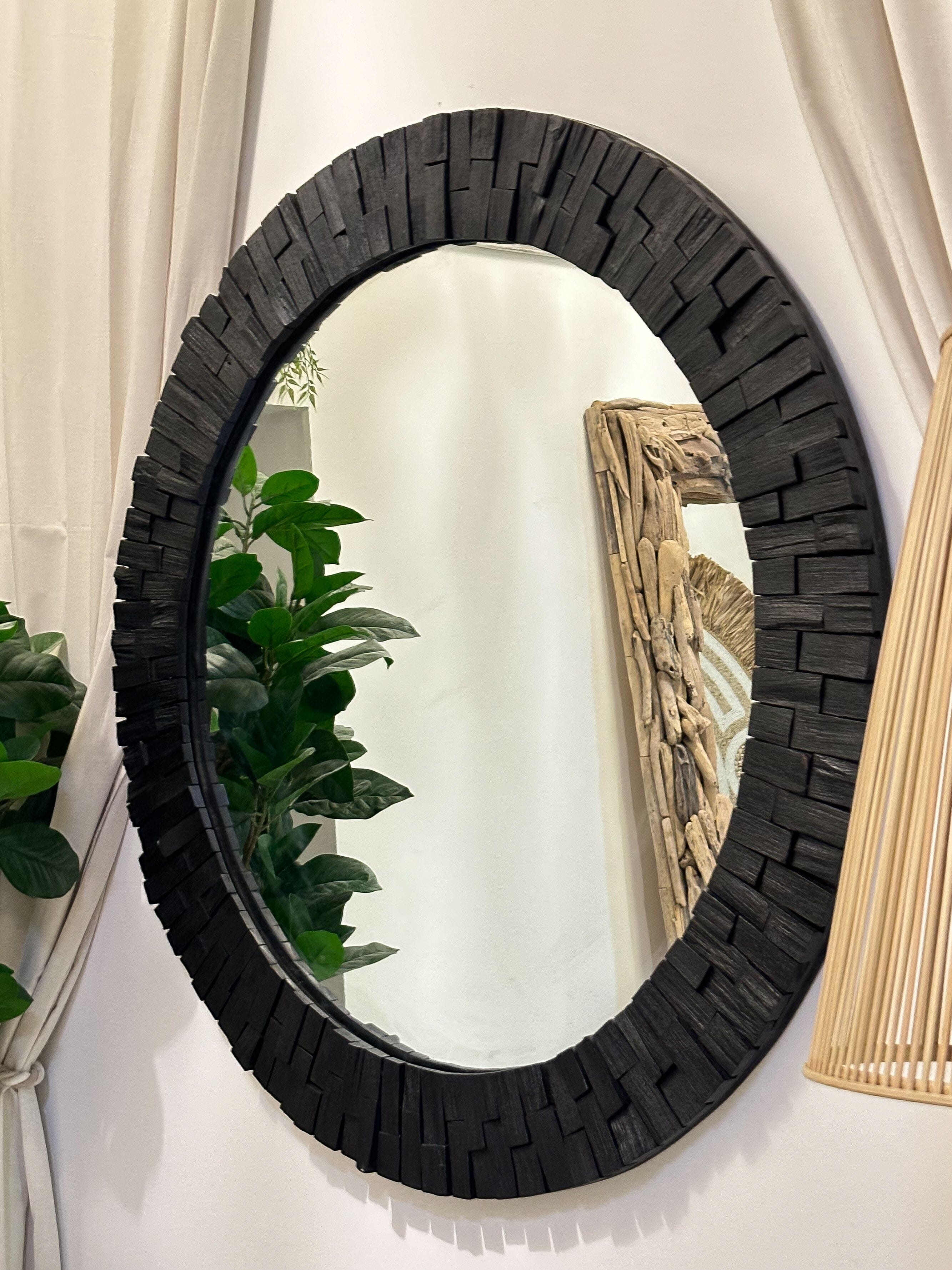 Miroir rond gris anthracite - Batu Cokoha 