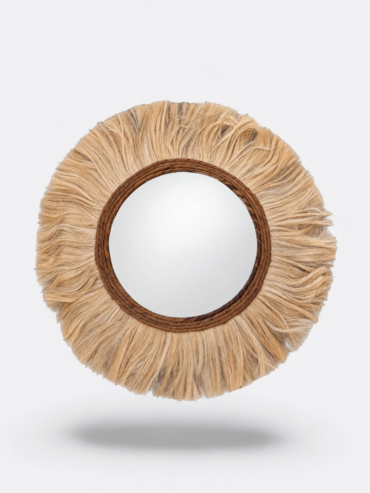Miroir soleil rond artisanal en jute et rotin beige Senja