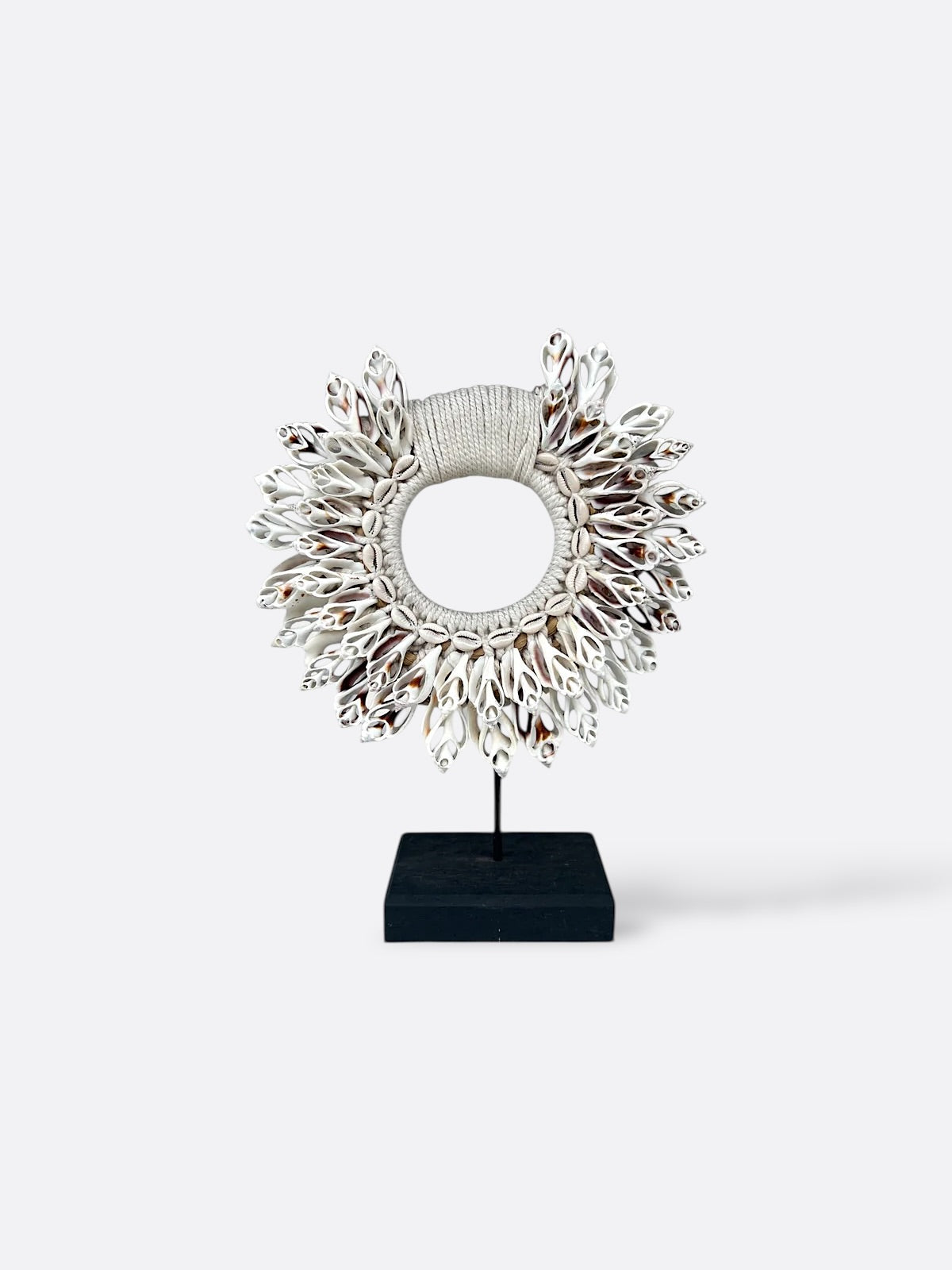 Collier en coquillages blanc sur socle - Semesta
