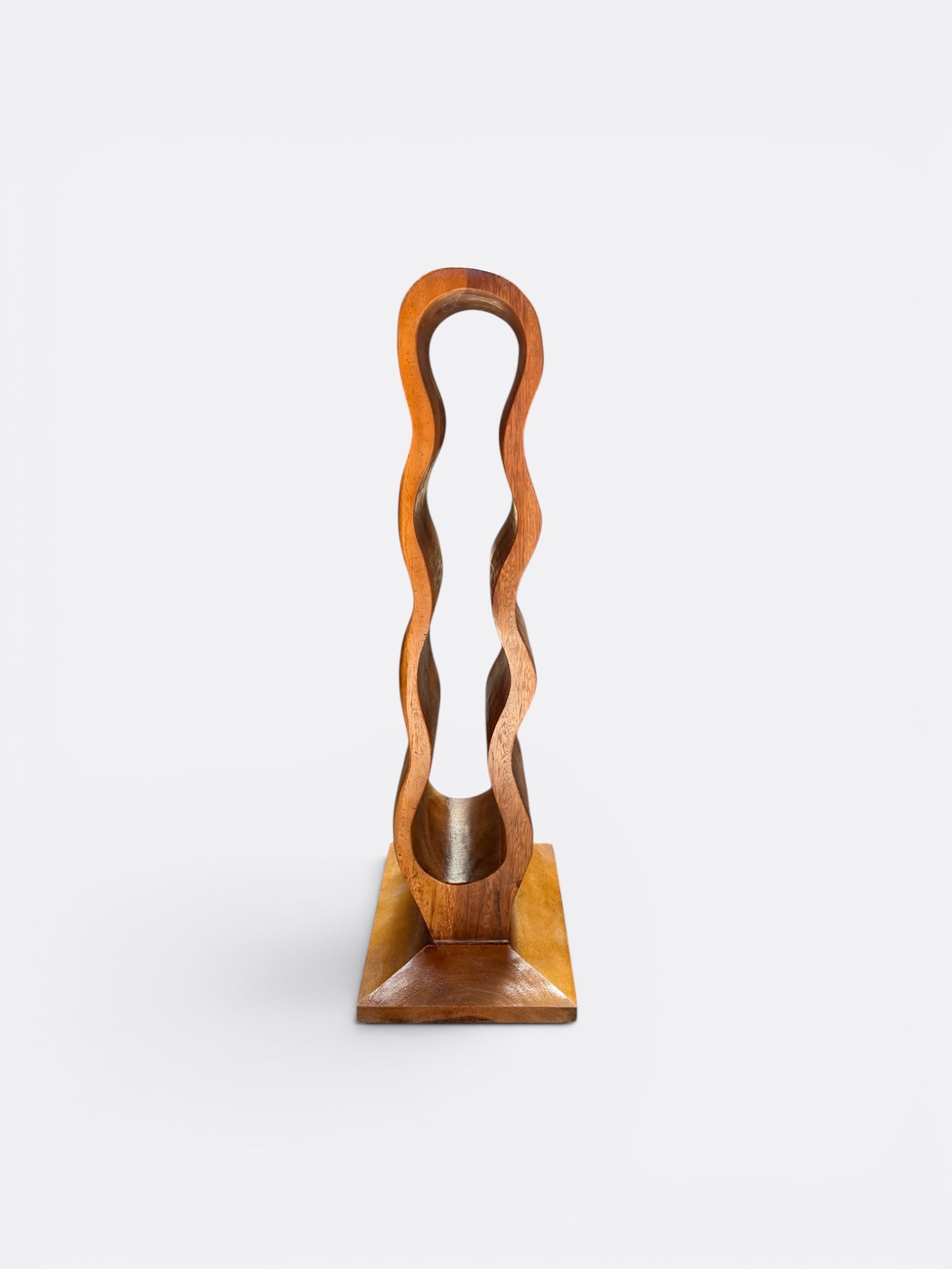 Porte-bouteilles en bois de teck, vue de face