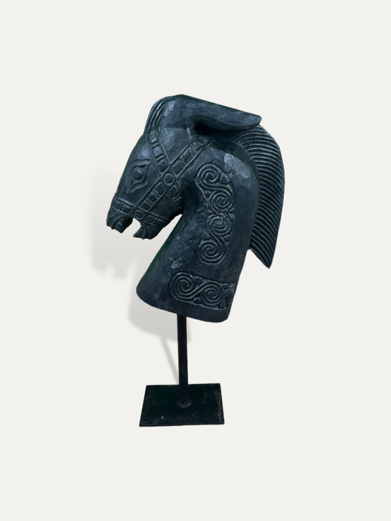 Sculpture d'un buste de cheval - Kuda noir