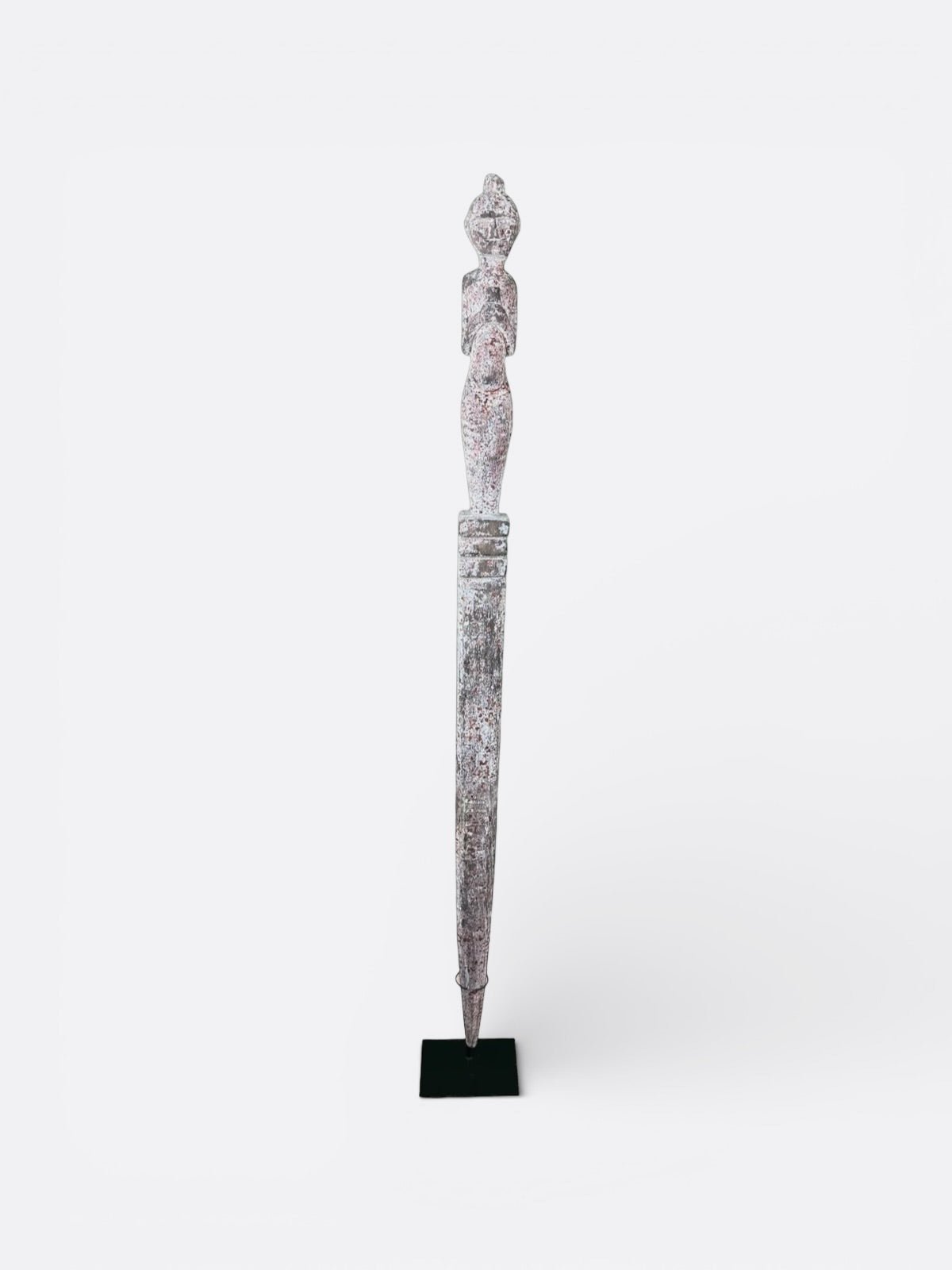 Sculpture totem en bois de Suar sur socle réglable, décoration artisanale balinaise
