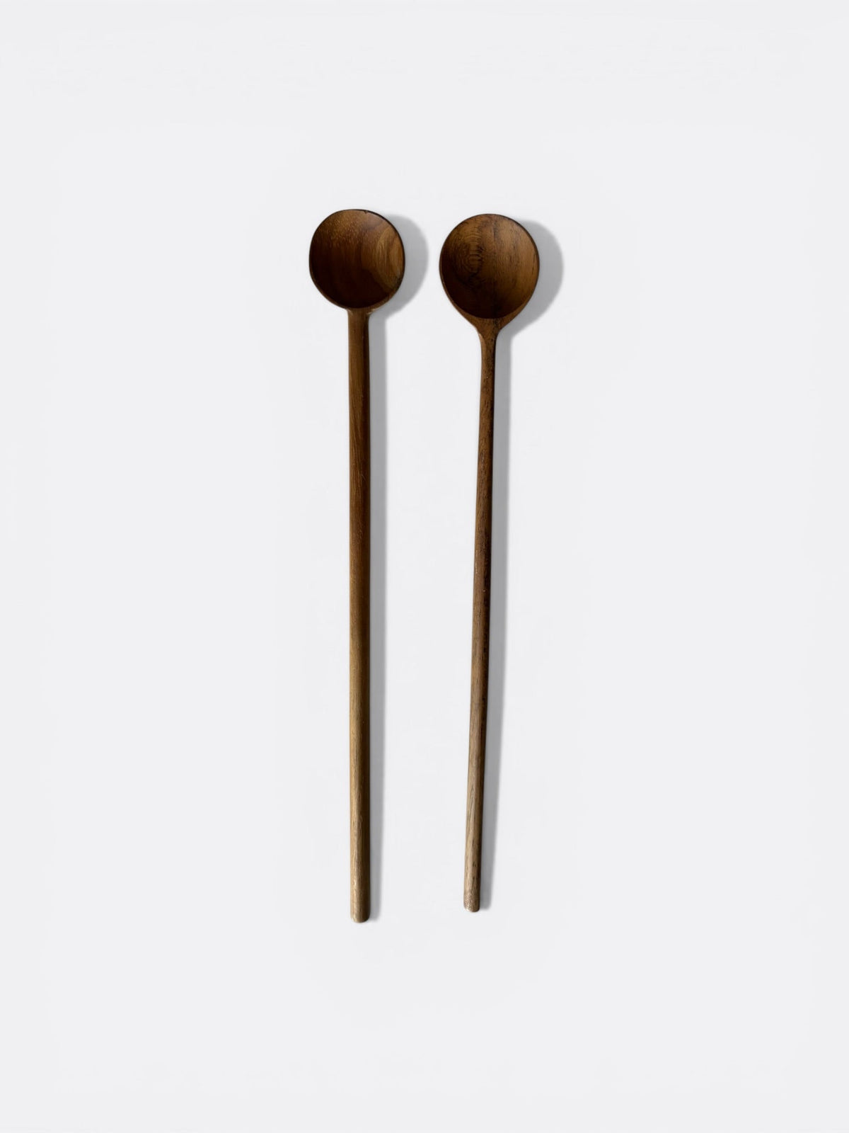 Set de 2 petites cuillères en teck naturel, vue de face