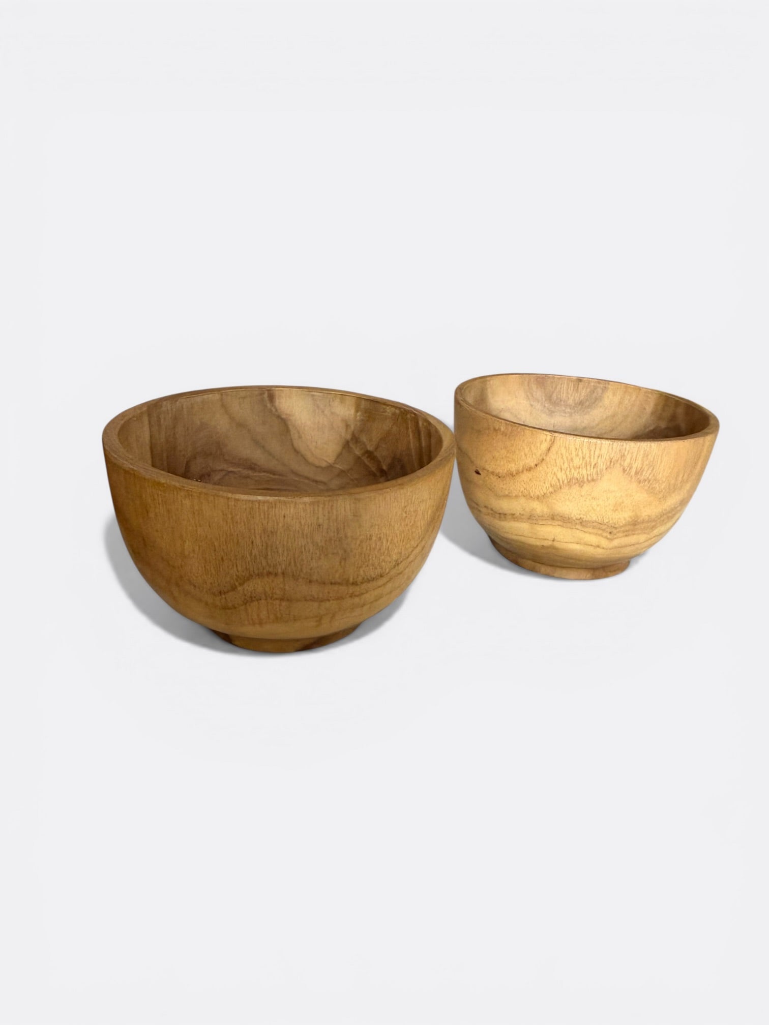 Set de 2 petits bols artisanaux en teck naturel