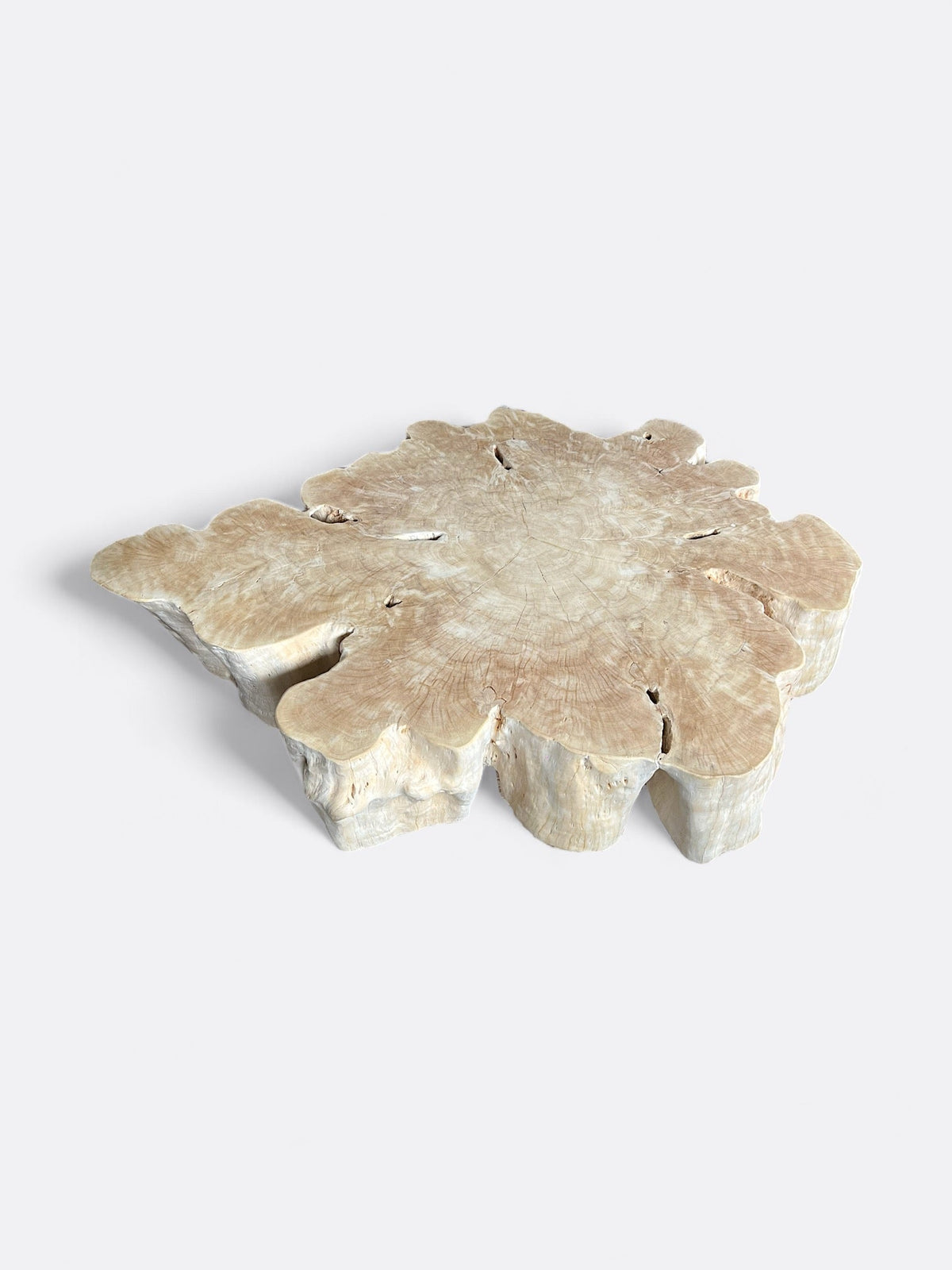 Table basse Padang en litchi blanc massif - vue d'ensemble
