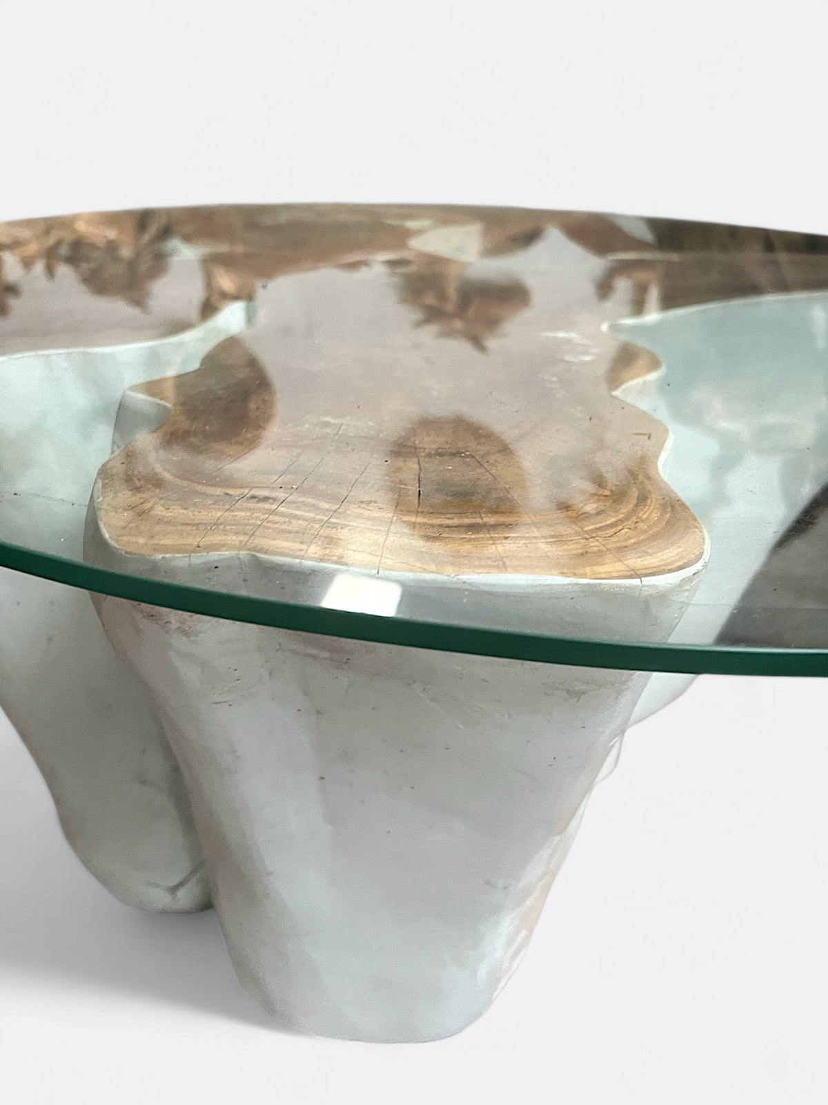 Table basse Putih en teck blanchi - vue de côté