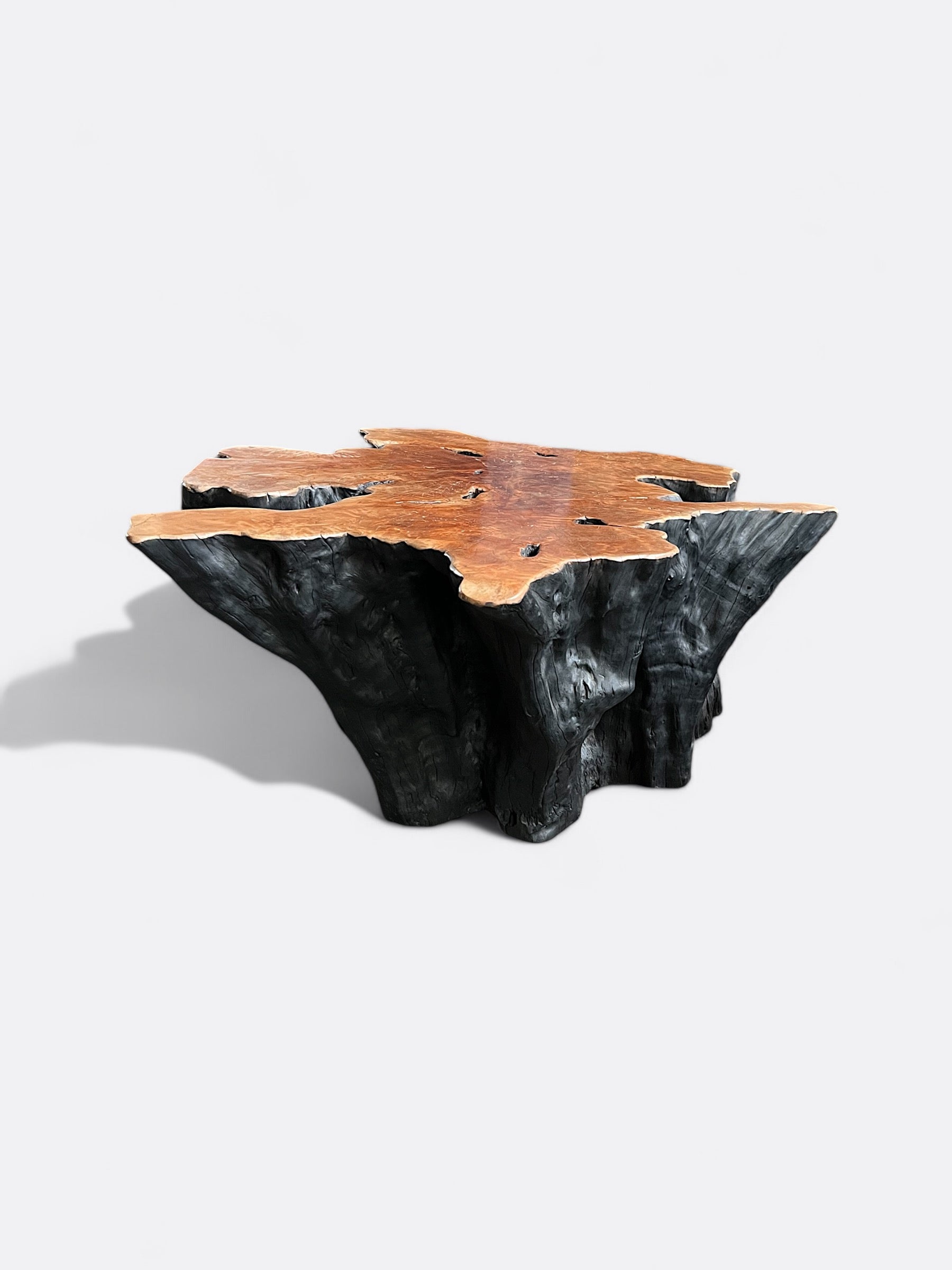Table basse Tebel en bois de litchi bicolore artisanale de Bali