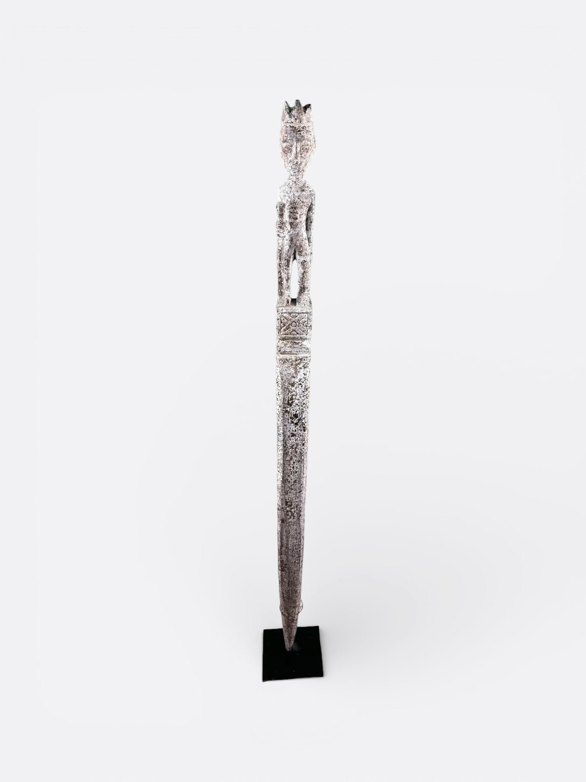 Sculpture totem en bois de Suar sur socle réglable, décoration artisanale balinaise