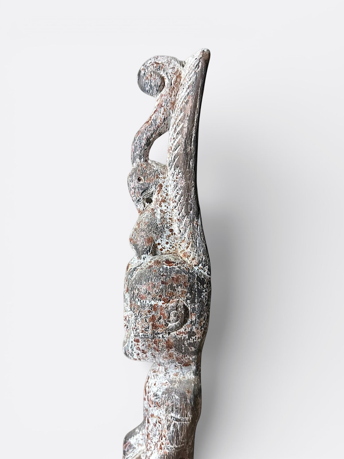 Sculpture totem en bois de Suar sur socle réglable, décoration artisanale balinaise